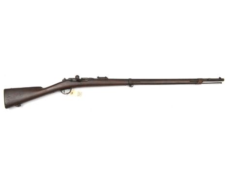 A French 11mm Mle 1866-75 Gras bolt action SS rifle, 52” overall, barrel 32½”, number 17268, the breech dated 1871, the actio