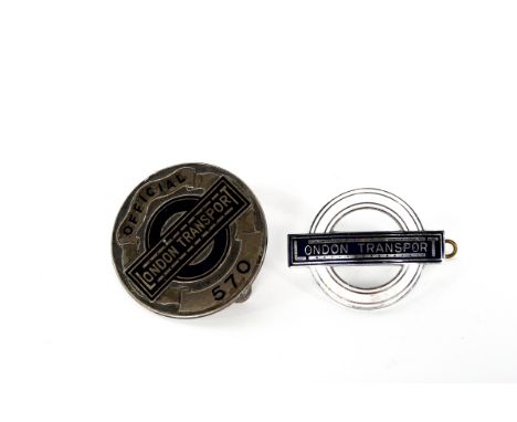 2 London Transport badges. A Central Area bus crew enamel cap badge together with a London Transport Official's badge, 570. G