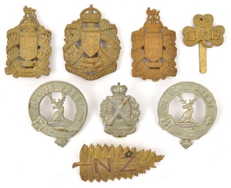 8 yeomanry cap badges:  K. Edward’s Horse, motto “adsumus” and “ausumus”, 2nd K.E.H., Scottish Horse with coronet, Lovat Scou