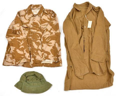 A quantity of modern army clothing comprising 2 1968 pattern DPM jackets; 2 pr trousers and a hood. 2 Combat pullovers, 2 OG 