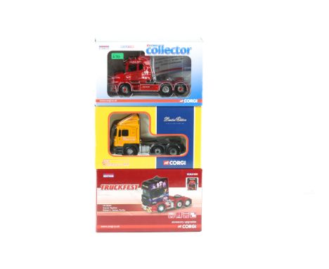 3 Corgi Tractor Units. Scania Topline - Robert J. Joiner, Forfar CC12225. ERF ECS Tractor Unit - Jack Richards & Son Ltd CC12