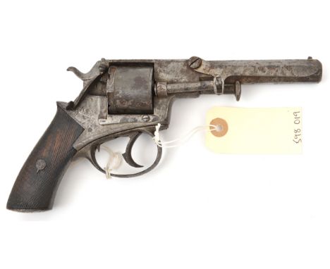 A 5 shot .38” rimfire DA revolver, c 1865,  9” overall, octagonal barrel 4¾” with rammer type ejector rod on the right side, 
