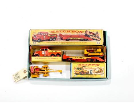 2 Matchbox Kingsize Series. A Prime Mover and Transporter with Caterpillar Tractor (K-8). Together with a Taylor Jumbo Crane 