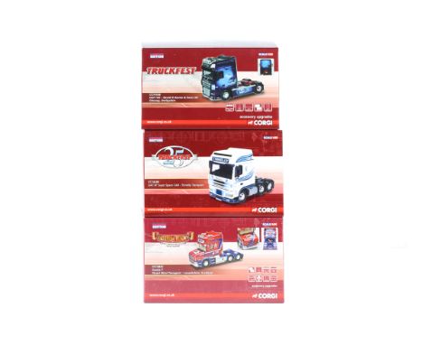 3 Corgi Tractor Units. Scania T - Stuart Nicol Transport, Lanarkshire, Scotland C12831. DAF XF Super Space Cab - Tinnelly Tra