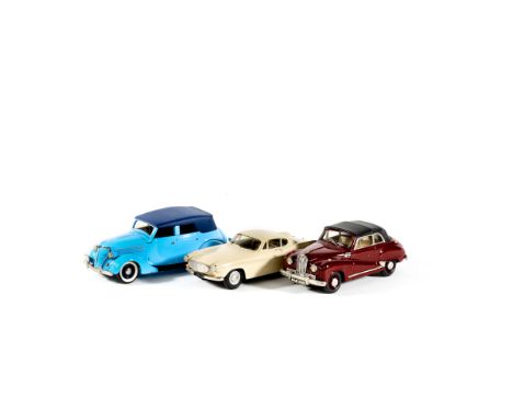 3 white metal models. A Rob Eddie Models No.1 1969 Volvo P1800S in cream with light brown interior. Plus a Mini Marque 43 193