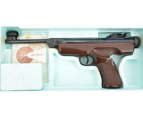 A good .22” Original Mod 5 break action air pistol,  no visible serial number but small date stamp (?) “08 75”, with mirror b