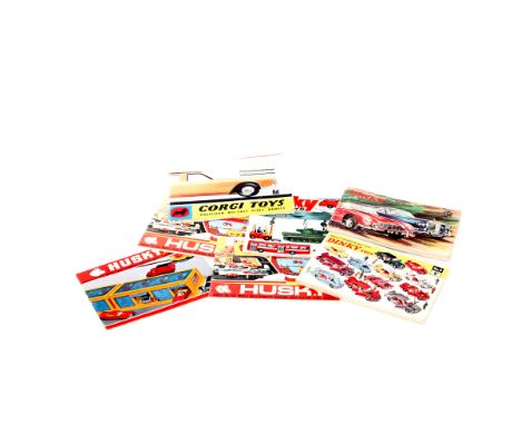 10 Dinky, Corgi and Husky catalogues. Dinky examples for the years; 1961, 1971 and 1974. Plus a partially complete catalogue.