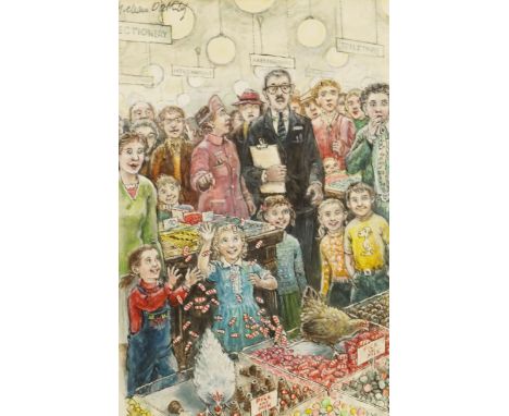 Graham Oakley (British, 1929), an original illustration for 'Hetty &amp; Harriet', signed u.l., pen ink and watercolour, 15.5