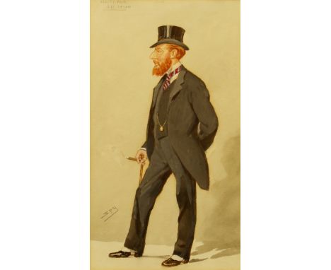 Sir Leslie Matthew Ward 'Spy' (British, 1851-1922), portrait of Ian Charles, 8th Earl of Seafield, standing wearing a top hat