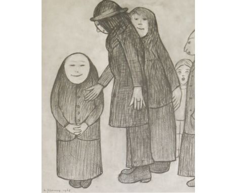 Laurence Stephen Lowry R.B.A. R.A. (British, 1887-1976), Family Discussion, limited edition monochrome print, No.42/850, blin