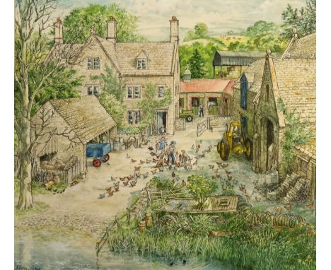 Graham Oakley (British, 1929), an original illustration for 'Hetty &amp; Harriet', signed l.l., pen and in and watercolour, 2