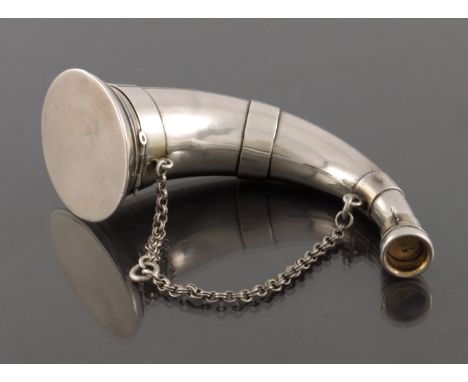 A Victorian novelty silver combination vinaigrette spirit flask, James Brownett for Asprey and Co., London 1871, modelled as 