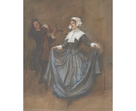 Gordon Frederick Browne (British, 1858-1932), Just a Step or Two, monogrammed l.r., watercolour, 32 by 26cm, framed