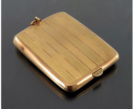 A George V 9ct gold engine turned vesta case, maker's marks for Stephen J. Rose, hallmarks for London 1920, total weight 31g