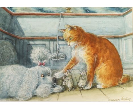 Graham Oakley (British, 1929), an original illustration for 'The Church Mice Take a Break', signed l.r., watercolour heighten