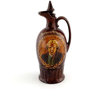 A Royal Doulton Kingsware Dewars whisky flagon, Richard Arkwright, shouldered Meiping form, relief moulded and gilt transfer 