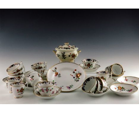 A Charles Bourne part tea and coffee service, Staffordshire circa 1820, London shape, painted and gilded in the Imari style w
