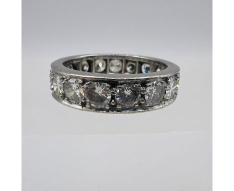 ***PLEASE NOTE UPDATED DESCRIPTION***  An as found diamond full eternity ring featuring an estimated 2.25 carats of round bri