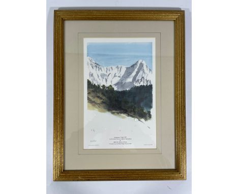 King Charles III: A limited edition print of Annapurna, Nepal in 1192 from a watercolour by the then HRH Prince of Wales. Num