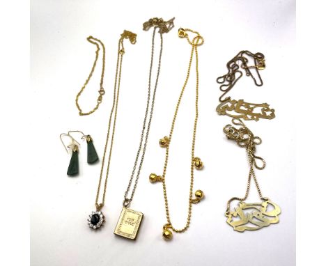 A collection of jewellery featuring two 9ct gold pendants and chains, a 9ct gold bracelet. Total approximate weight 5.8 grams
