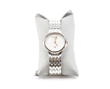 A Rotary stainless steel wrist watch. The watch having a white crystal mineral dial having date window to 6 o'clock.&nbsp; Di