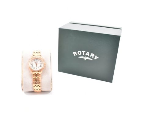 A ladies Rotary originals wrist watch. The watch having a mother pearl dial and crystal set bezel with date window. Face meas