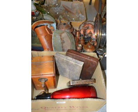 Metalware - a pair of binnoculars, cased; a glass soda can; EPNS cutlery; coffee grinder; EPNS basket etc qty (2)