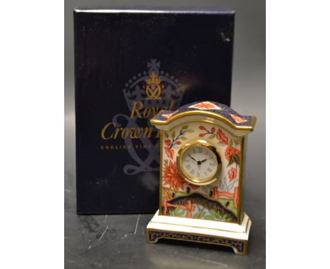 A Royal Crown Derby miniature Haiku carriage clock, first quality, boxed 