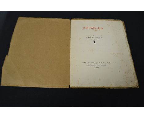 Masefield (John), Animula, Privately Printed at The Chiswick Press, London 1920, 16pp, limited edition, numbered in the autho