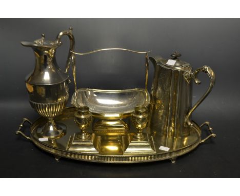 Silverplate - a large two handle Mappin and Webb Princess plate tray engraved, presented to J.E.Ellor, ESQ by colleagues at T
