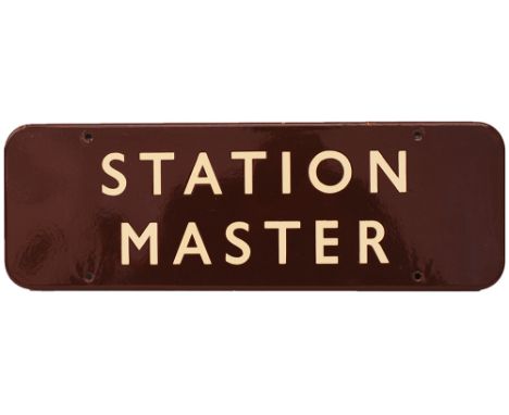 BR(W) enamel Doorplate STATION MASTER F/F. Measuring 18in x 6in. In excellent condition.