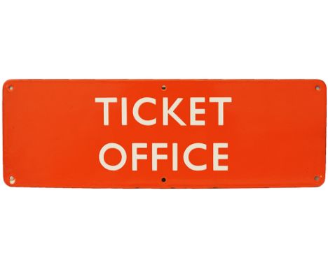 BR(NE) enamel Doorplate TICKET OFFICE. Measuring 18in x 6in and in good condition.