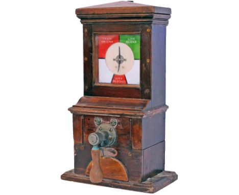 Midland Railway mahogany cased Pegging Block Instrument with enamel dial. In original condition. Stamped 'MR Co' on top and f