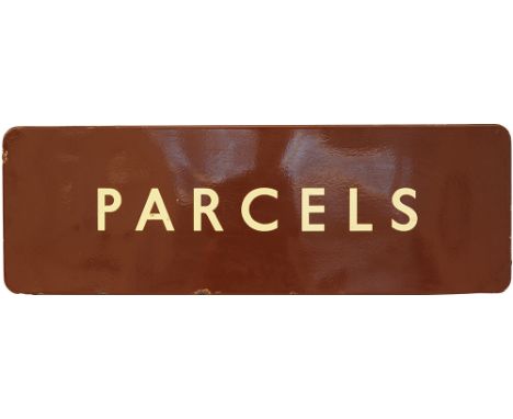 BR(W) enamel Station Platform Sign 'PARCELS' F/F. Measuring 36in x 12in. In good condition.