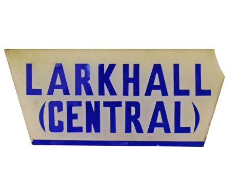 Caledonian Railway etched glass Lamp Tablet LARKHALL (CENTRAL) 13.5in x 6in. opened as Larkhall Central on 1 July 1905 by the