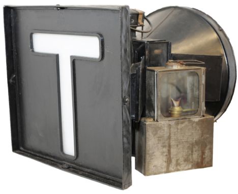 GWR Speed Restriction Lamp complete stamped with company initials as used at the trackside, with original reservoir also stam