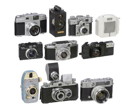 10 ungewöhnliche, sammelnswerte 35mm-Kameras  1) Mamiya, Japan. Magazin 35 (14 x), um 1957, Sekor 2,8/5 cm, seltene Sucherkam