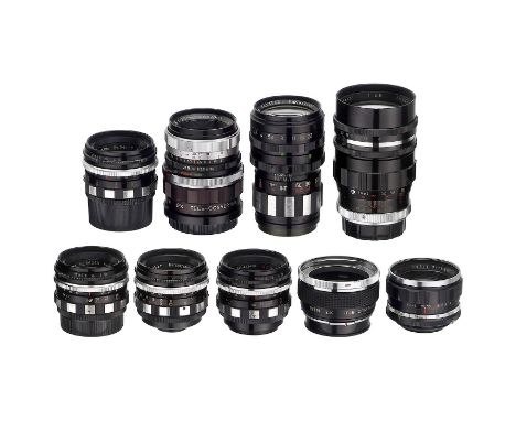 8 Petri-Objektive  Kuribayashi, Japan. Alle mit Blendenvorwahl. 1–3) K.C. Petri Orikkor 3,5/35 mm, M42, alle 3 mit Köcher. (3