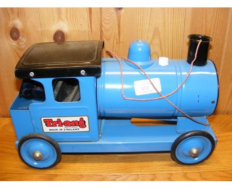 A Tri-ang pull-along metal model train 