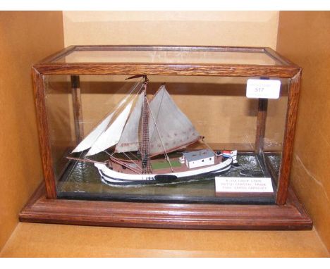 A Zeetjalk - circa 1910 - Dutch Coastal Trade Boat model in glass case 