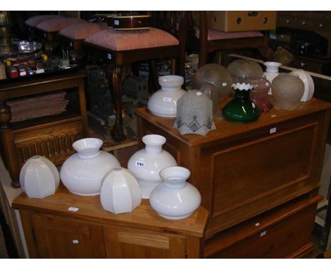 A quantity of glass ceiling light shades 