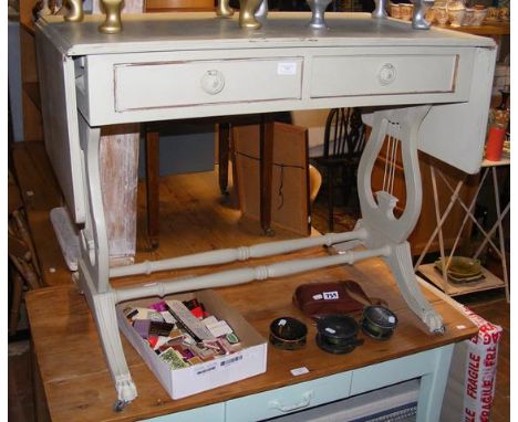 A grey painted sofa table  