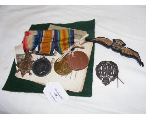 A First World War medal set, belonging to William Hines, together with ID card and discharge certificate etc.CONDITION REPORT