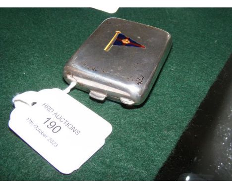 A silver matchbox holder with enamel sailing pennant to the centre - 6cms CONDITION REPORT Our team of trusted experts are on