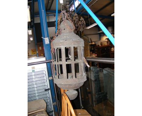 A pressed metal birdcage light shade  CONDITION REPORT Our team of trusted experts are on hand to help and always endeavour t