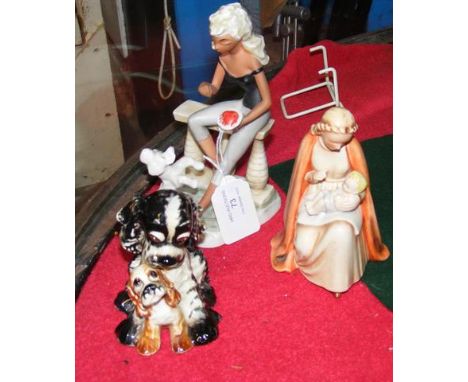 A Goebel figure of seated lady together with two others CONDITION REPORT We have attached a number of additional images to sh