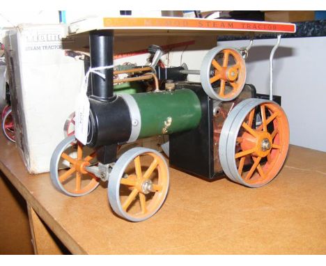 A Mamod Steam Traction Engine with roof 