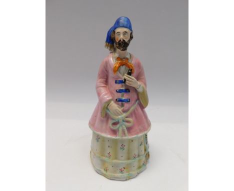 A Victorian Staffordshire figure of Omah Pasha in the form of a trinket box. Circa 1860. Size 22cm high. Condition: fire crac