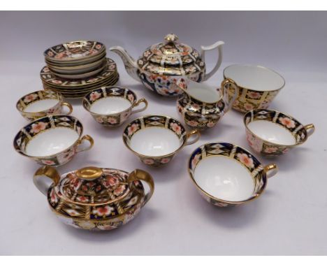 Royal Crown Derby Part Tea Service Imari Pattern to include: (c.20)  2451 pattern Large Teapot, lid and Stand 1806 mark Cream