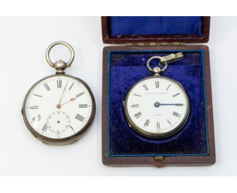 ****AUCTIONEER TO ANNOUNCE NEGRETTI IS A PEDOMETER**** Two silver watches, to include a Victorian Negretti & Zambra open face